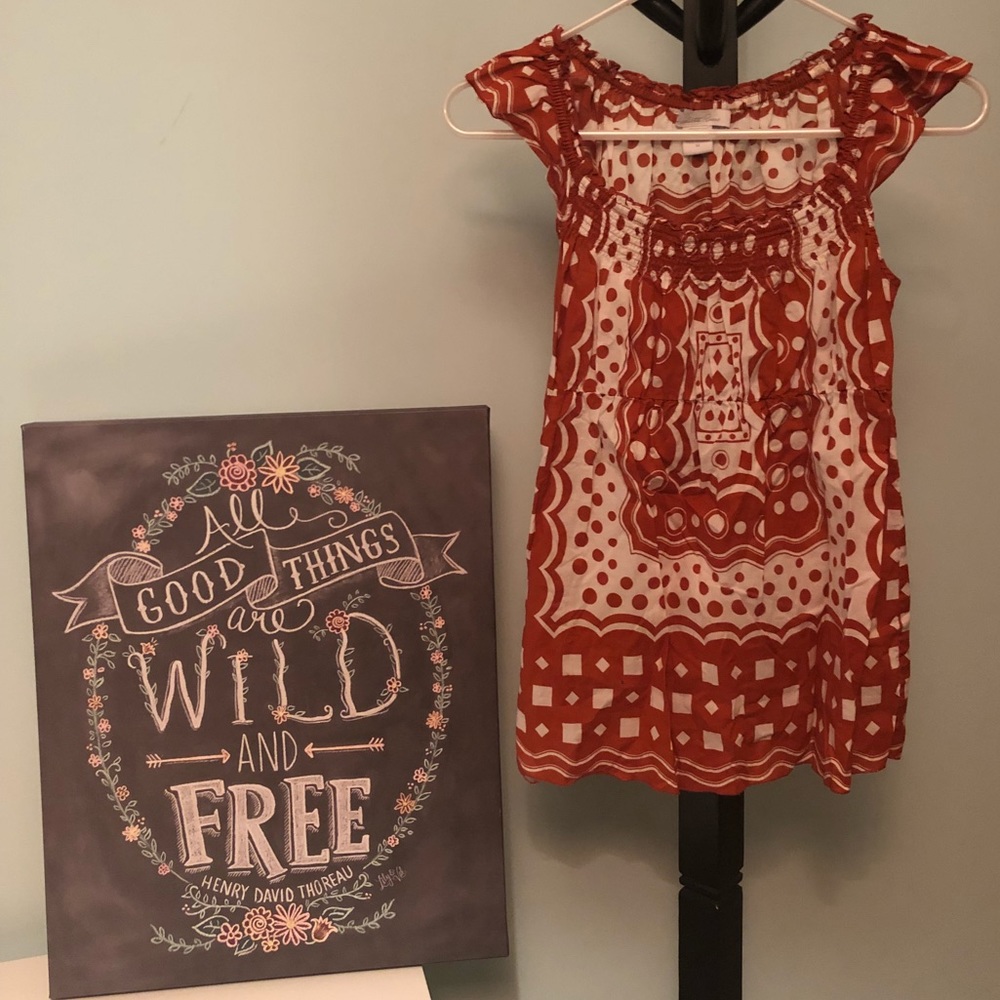 Charlotte Russe boho burnt orange dots tank sz M